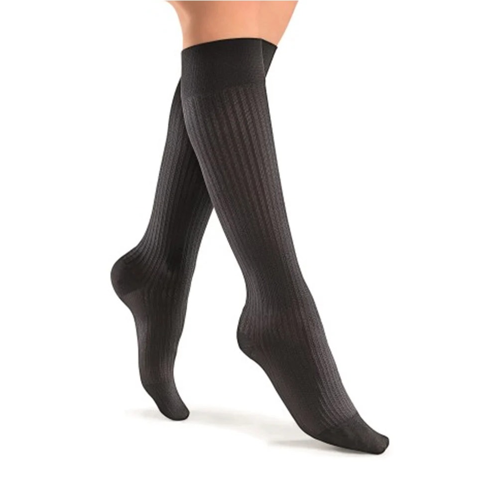 Jobst Sosoft Compression Ribbed Knee High Socks  Womens M Black 1520 Mmhg